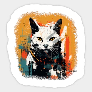 Rogue Cyberpunk Cat Grunge Color Sticker